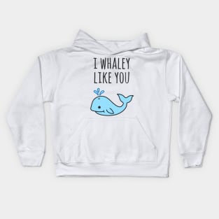 Cute I Like You Whale Pun Kids Hoodie